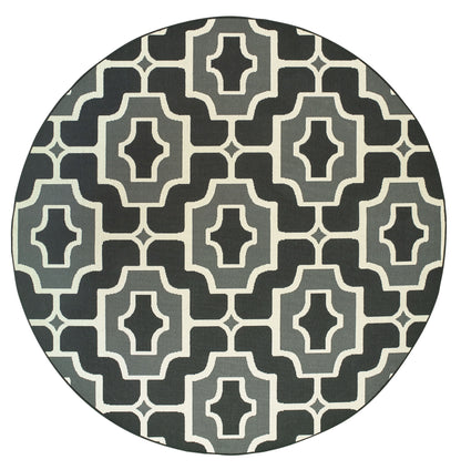 Marina 1491Z Black/ Grey Outdoor Trefoil Rug