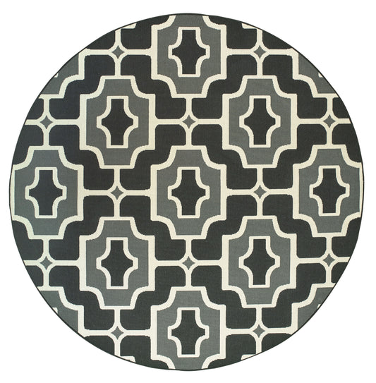 Marina 1491Z Black/ Grey Outdoor Trefoil Rug