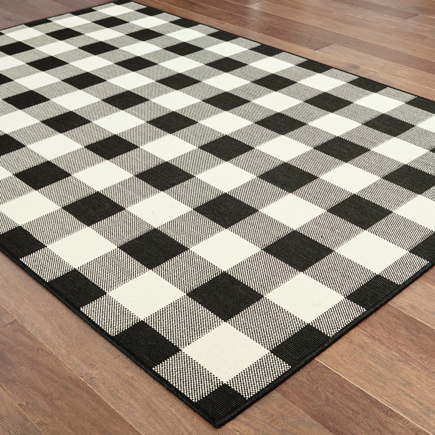 Marina Outdoor Black/ Ivory Southwest/Lodge Loop Pile Rug