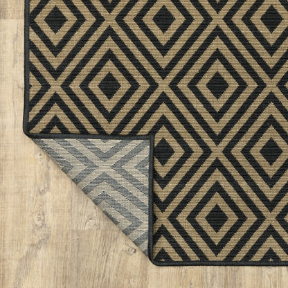 Marina Lattice Black/ Tan Outdoor Loop Pile Rug