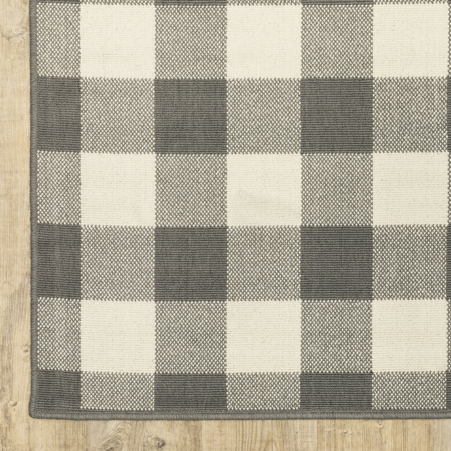 Marina Outdoor Grey/ Ivory Geometric Loop Pile Rug