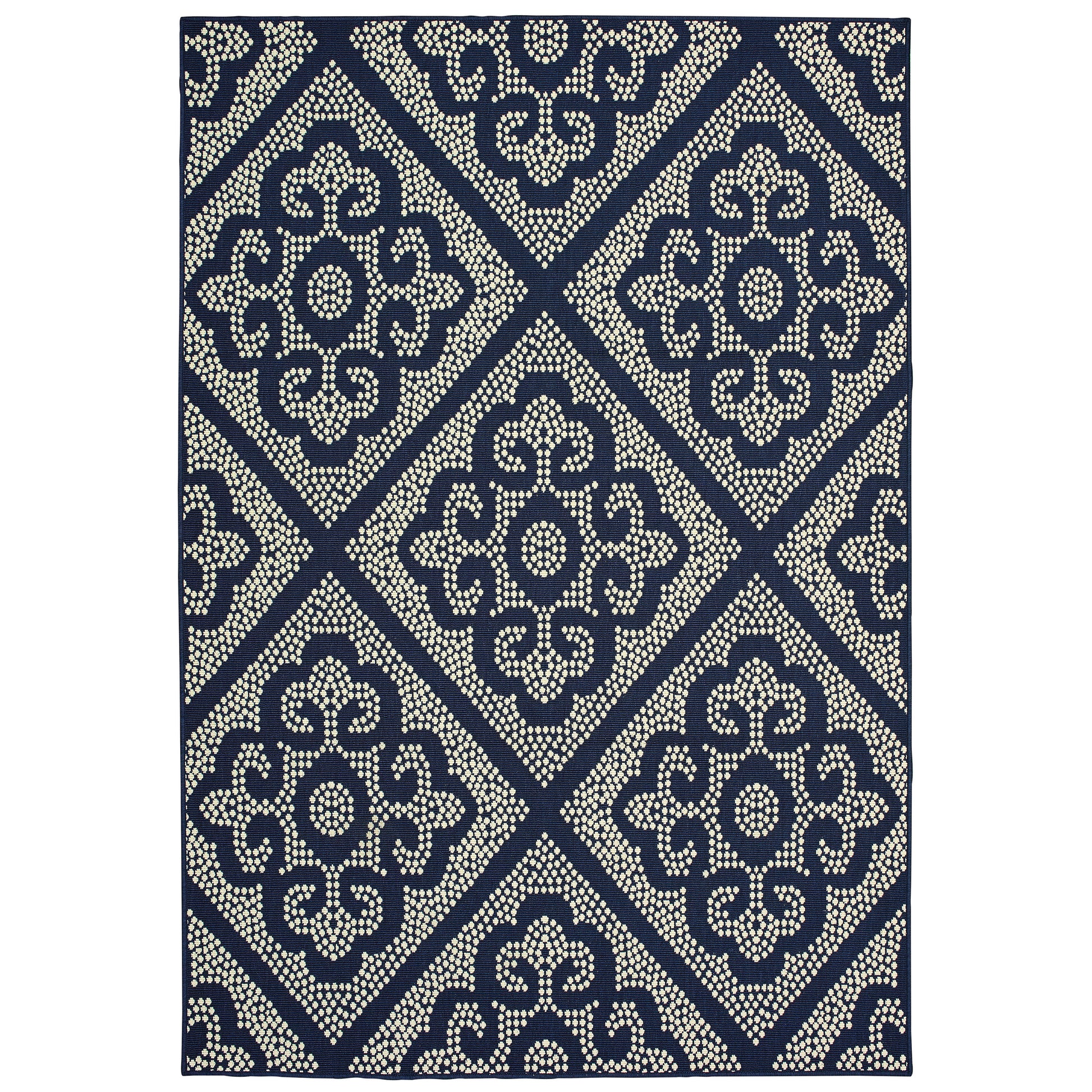 Marina 3804B Navy Lattice Rug