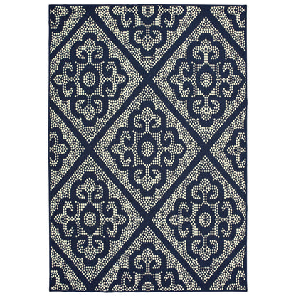 Marina 3804B Navy Lattice Rug