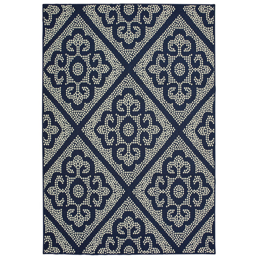 Marina 3804B Navy Lattice Rug