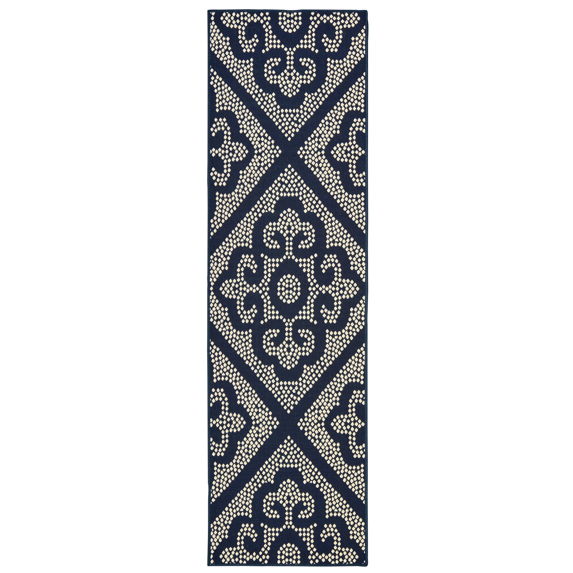 Marina 3804B Navy Lattice Rug