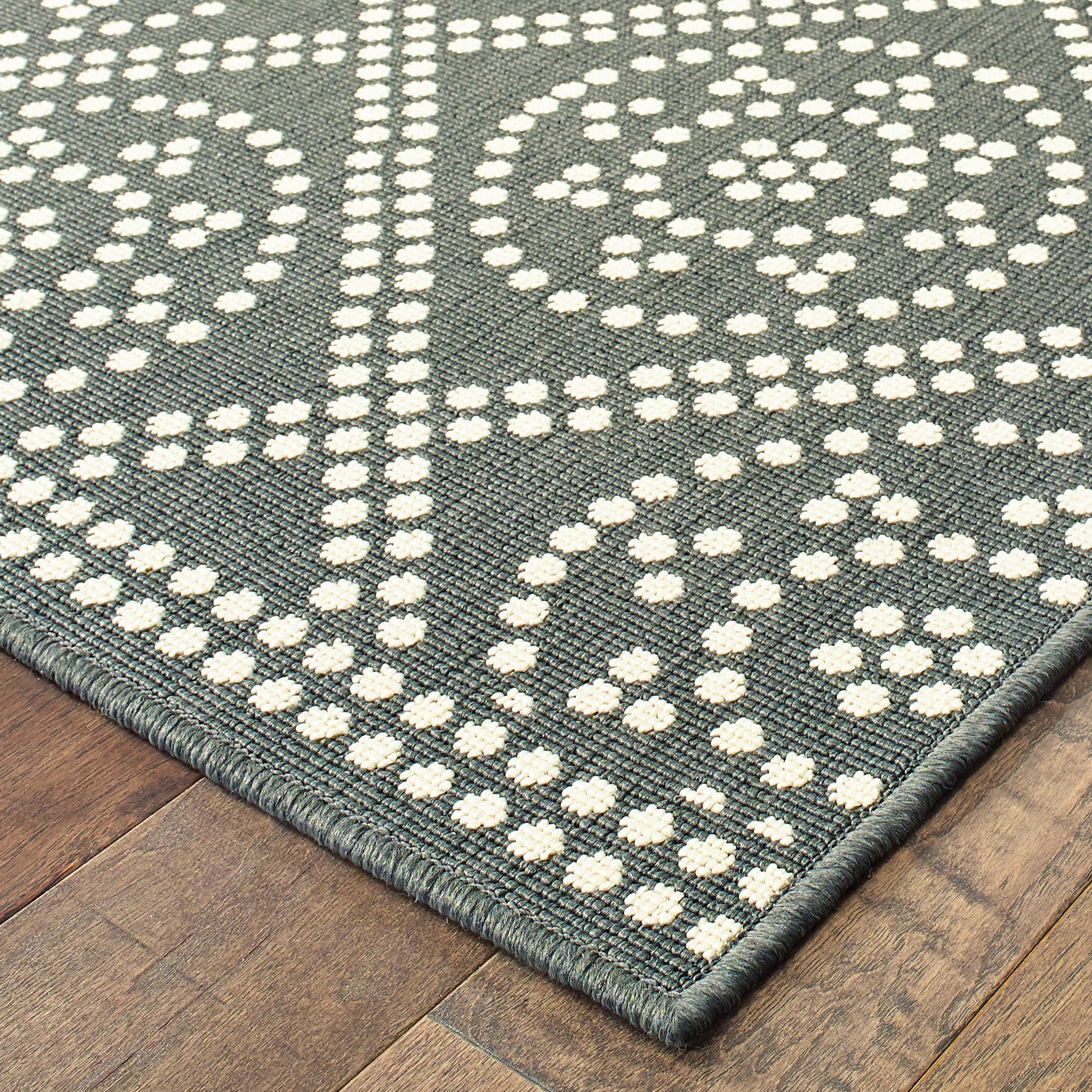 Marina Lattice Grey/ Ivory Outdoor Loop Pile Rug