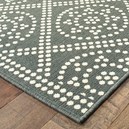 Marina Lattice Grey/ Ivory Outdoor Loop Pile Rug