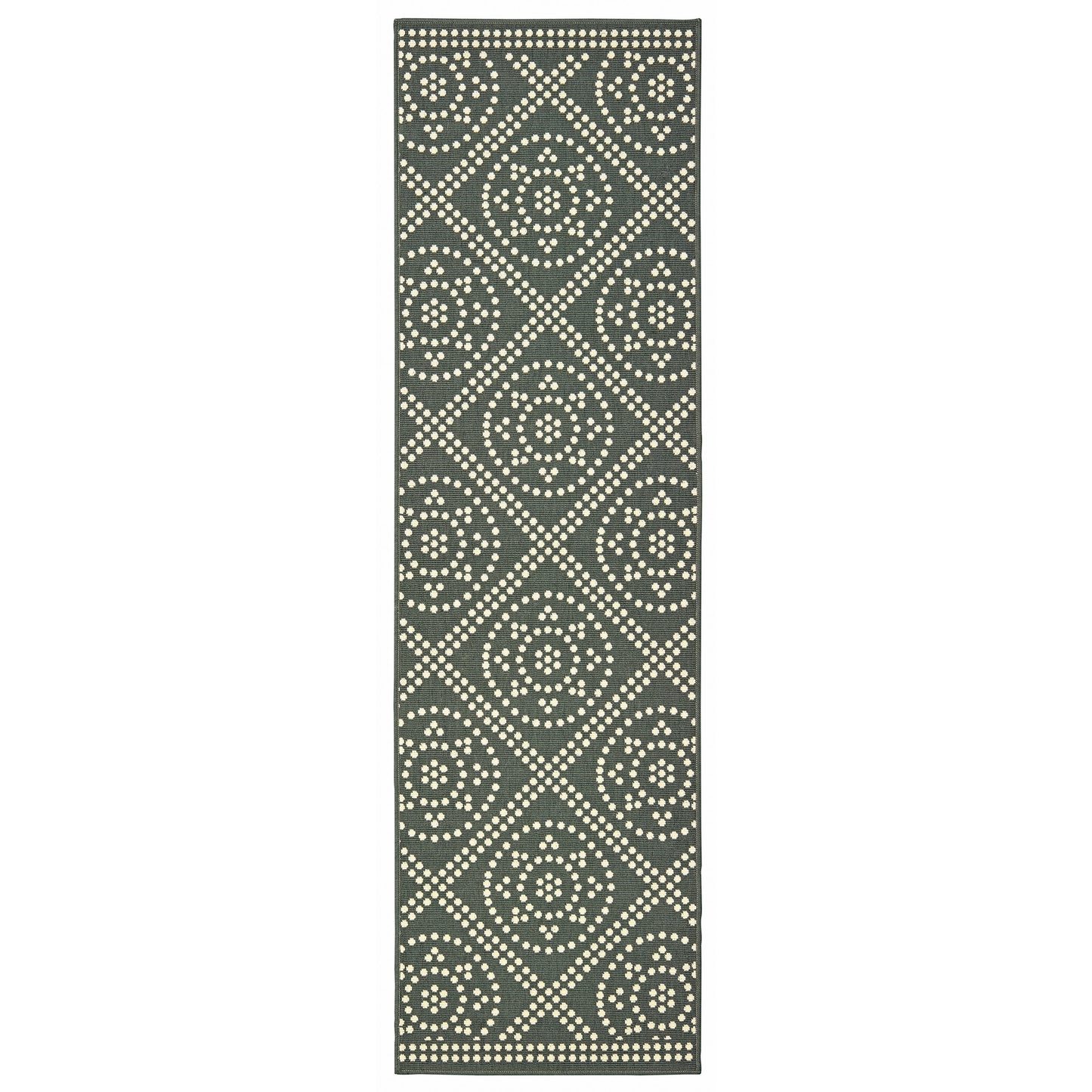 Marina 3969L Grey/ Ivory Lattice Outdoor Rug