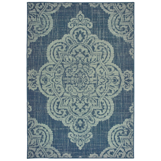 Marina 5929B Navy Medallion Rug