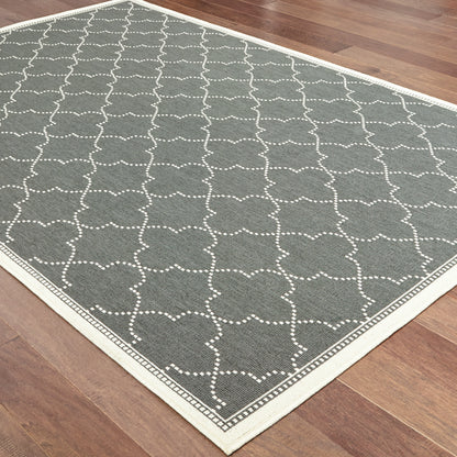 Marina Lattice Grey/ Ivory Outdoor Loop Pile Rug