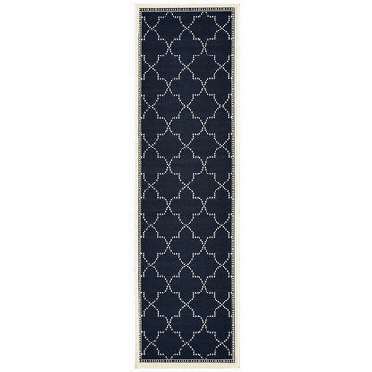 Marina 6025P Navy Lattice Rug