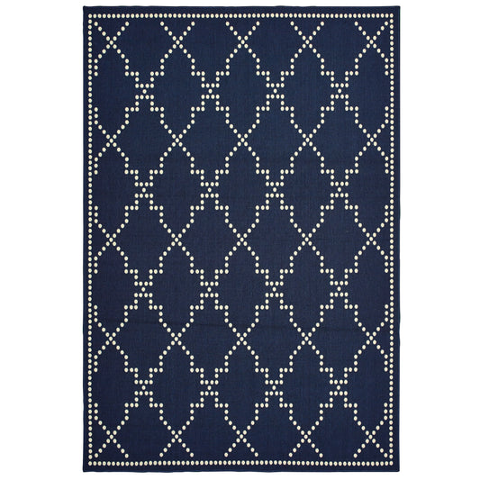 Marina 7765B Navy Lattice Rug