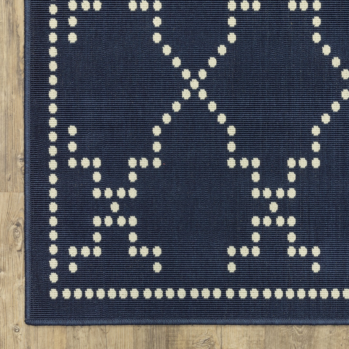 Marina Lattice Navy/ Ivory Outdoor Loop Pile Rug