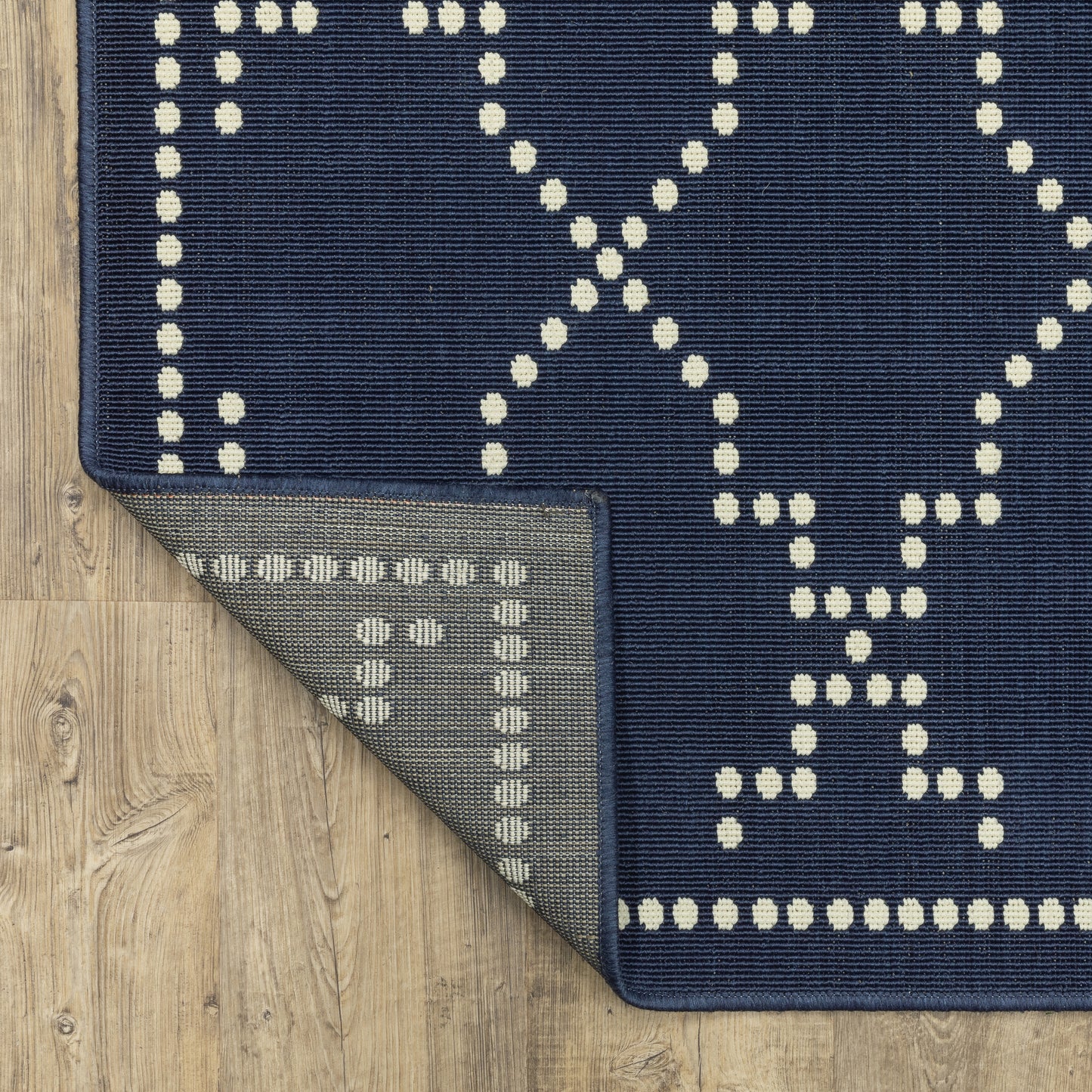Marina Lattice Navy/ Ivory Outdoor Loop Pile Rug