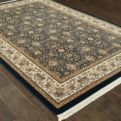 Masterpiece Oriental Navy/ Ivory Cut Pile Rug