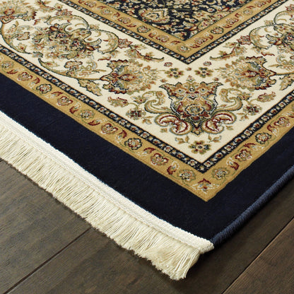 Masterpiece Trefoil Navy/ Multi Geometric Cut Pile Rug