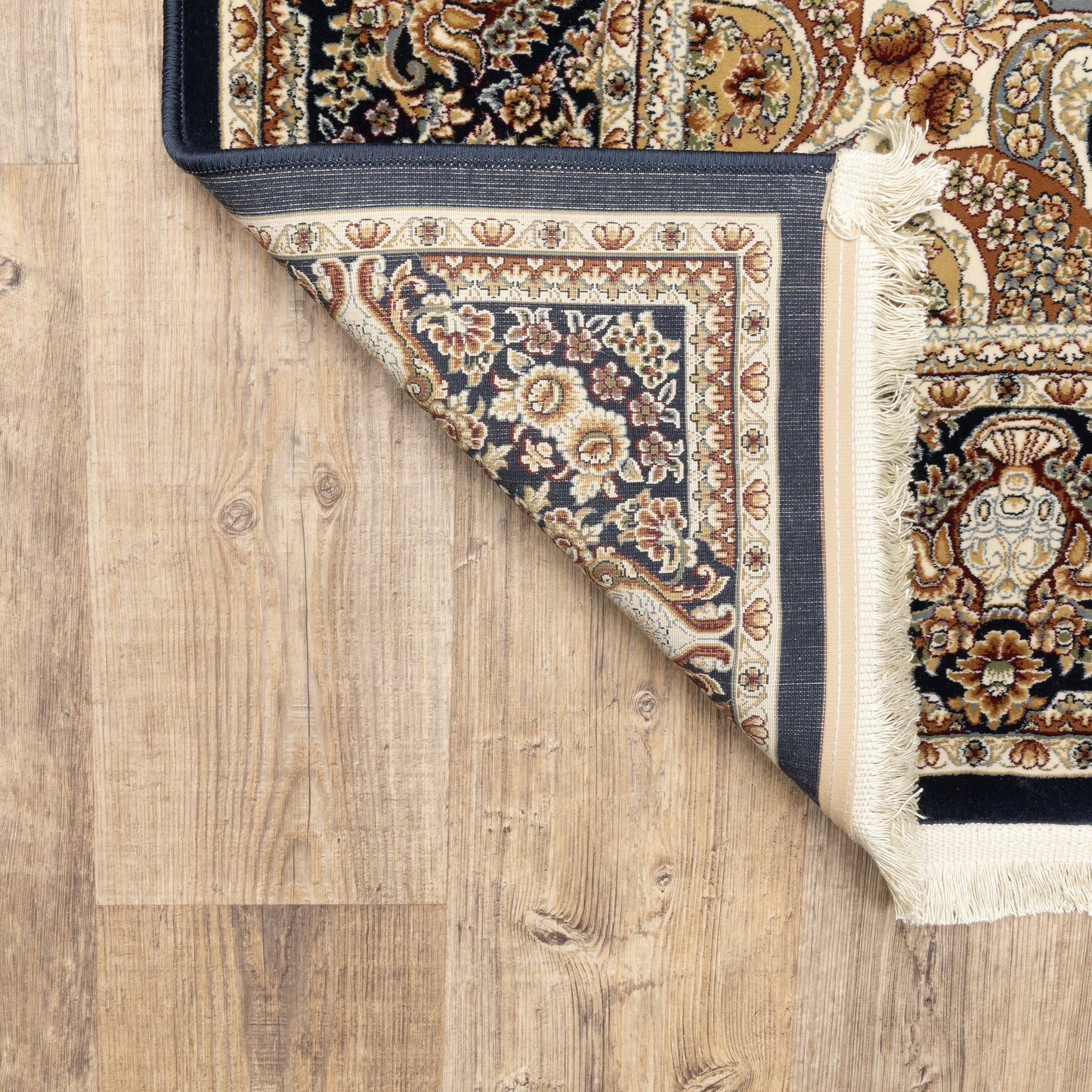 Masterpiece Medallion Navy/ Multi Oriental Cut Pile Rug