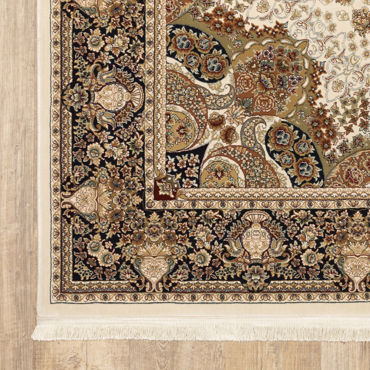 Masterpiece Medallion Ivory/ Multi Oriental Cut Pile Rug
