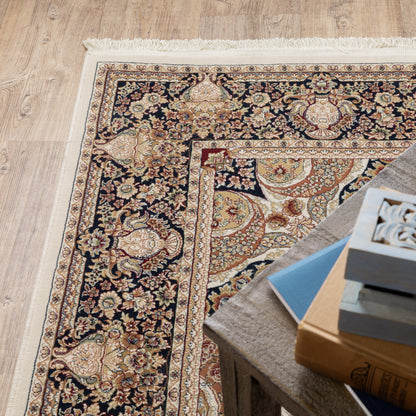Masterpiece Medallion Ivory/ Multi Oriental Cut Pile Rug