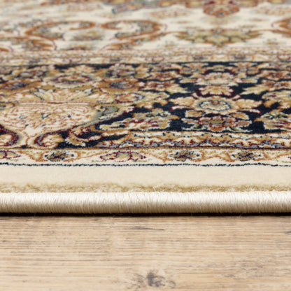 Masterpiece Medallion Ivory/ Multi Oriental Cut Pile Rug