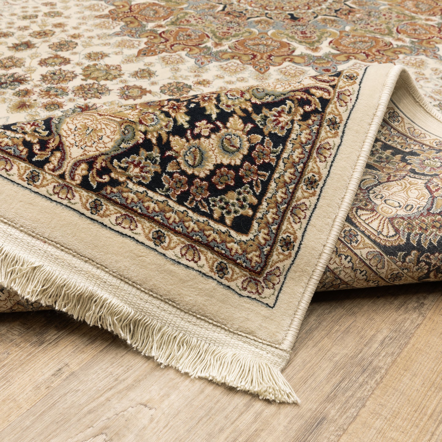 Masterpiece Medallion Ivory/ Multi Oriental Cut Pile Rug