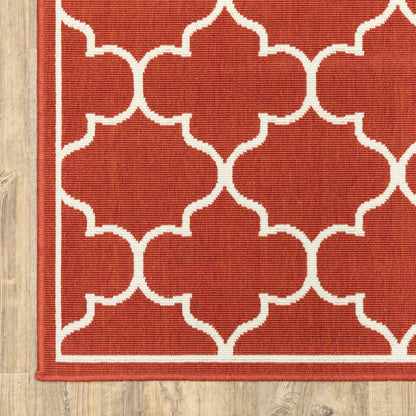 Meridian Outdoor Red/ Ivory Lattice Loop Pile Rug