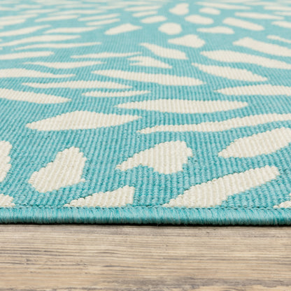 Meridian Outdoor Blue/ Ivory Floral Loop Pile Rug