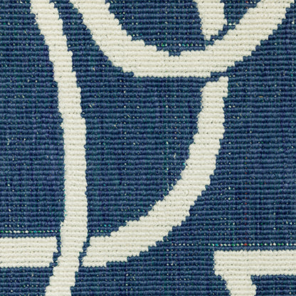 Meridian Outdoor Navy/ Ivory Geometric Loop Pile Rug