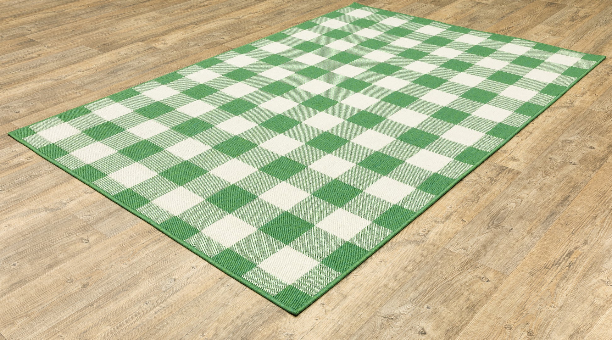 Meridian Outdoor Green/ Ivory Geometric Loop Pile Rug