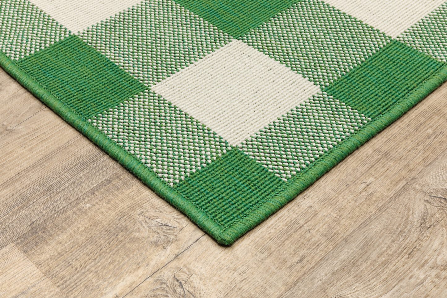 Meridian Outdoor Green/ Ivory Geometric Loop Pile Rug
