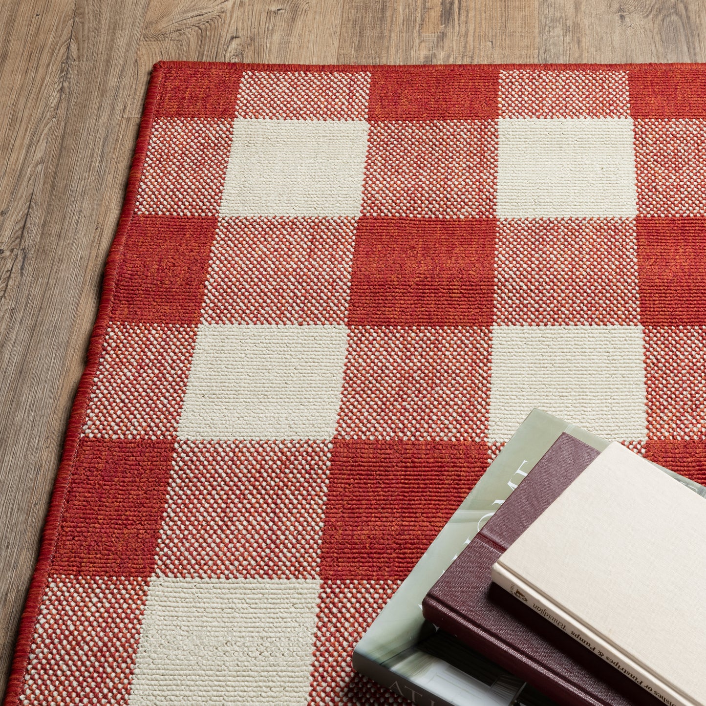 Meridian Outdoor Red/ Ivory Geometric Loop Pile Rug