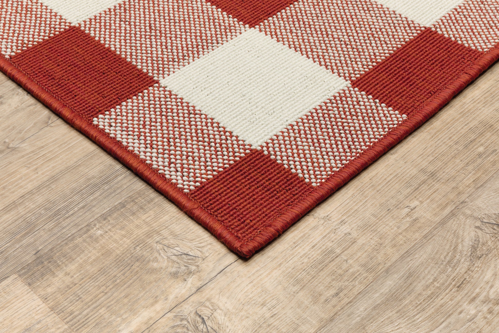 Meridian Outdoor Red/ Ivory Geometric Loop Pile Rug