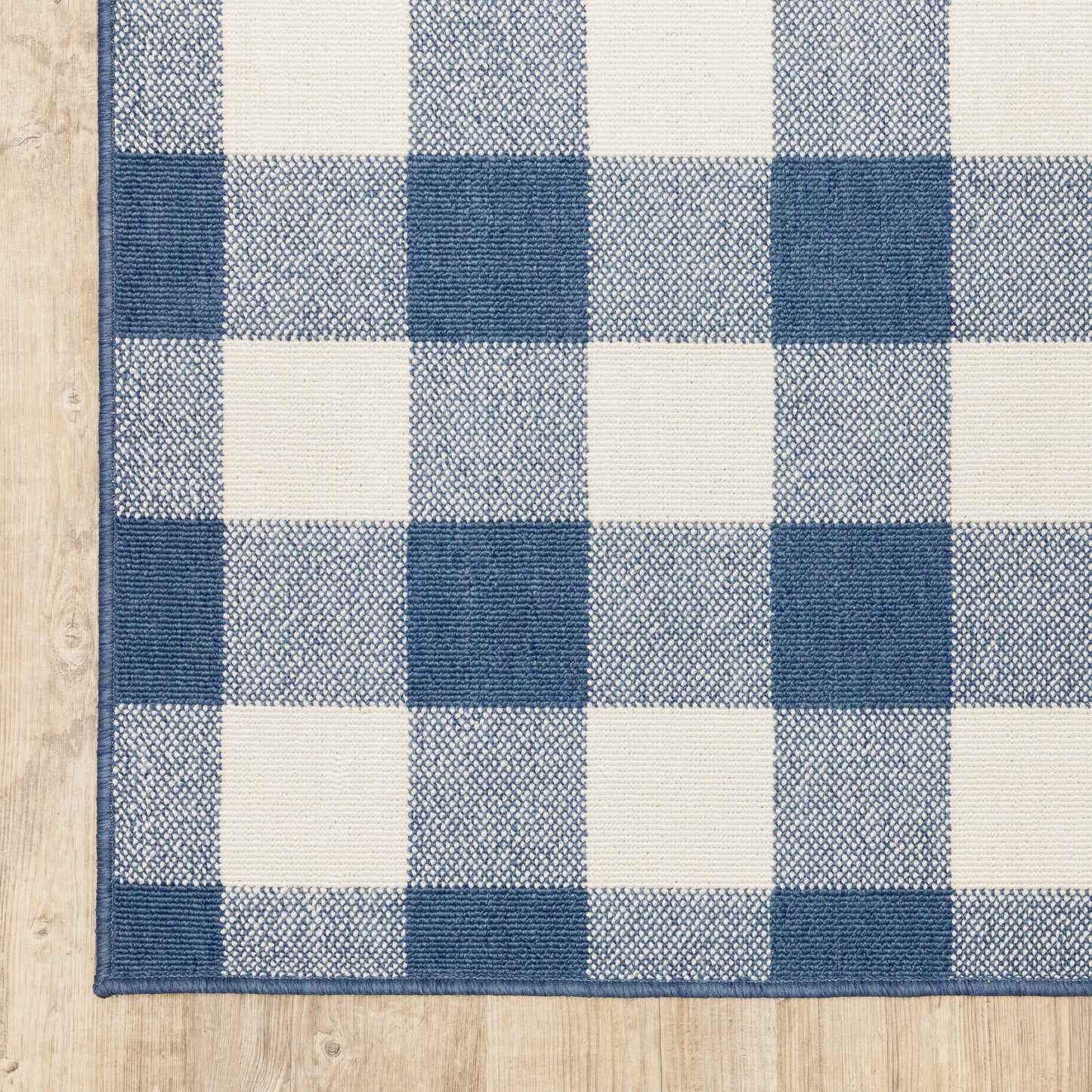 Meridian Outdoor Blue/ Ivory Geometric Loop Pile Rug