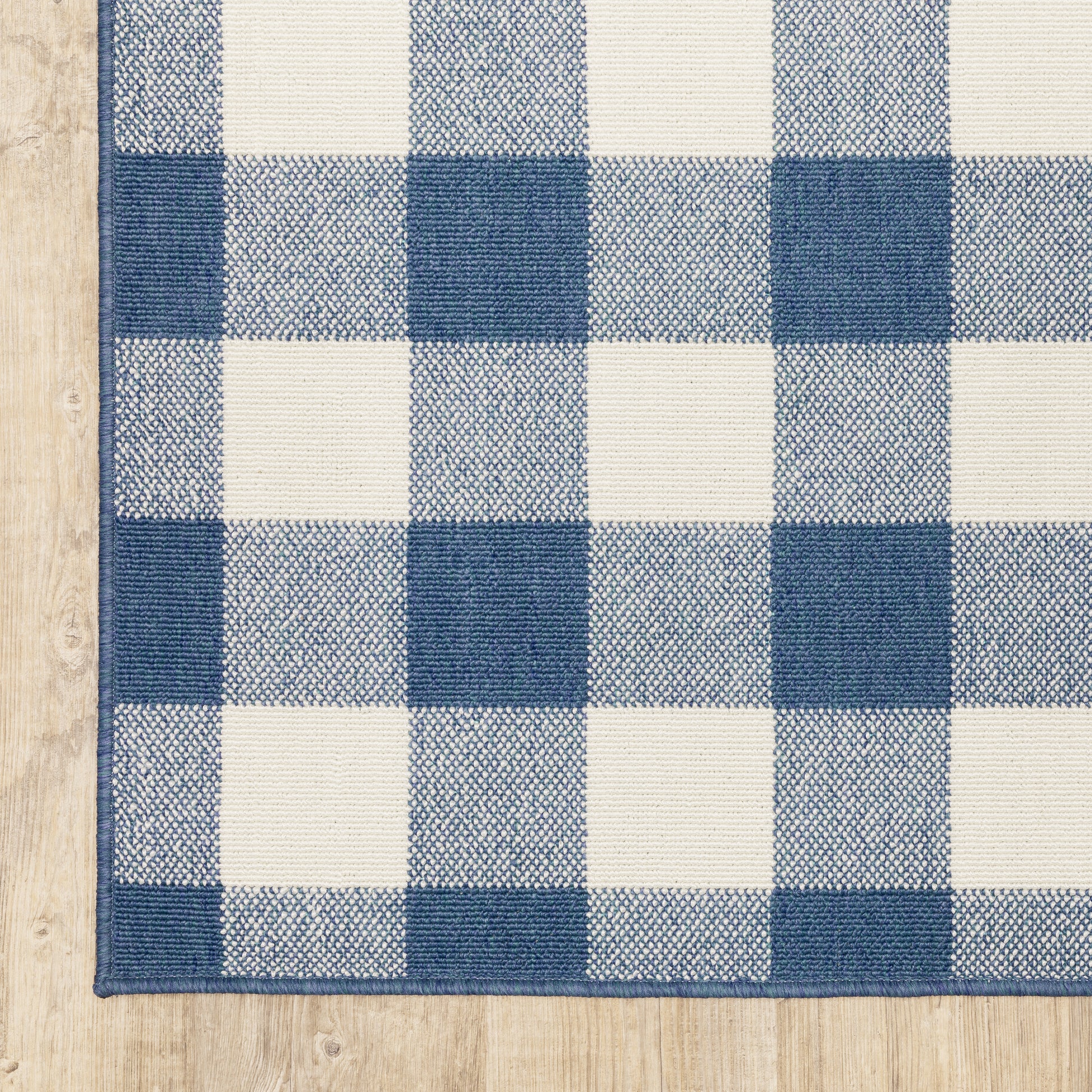 Meridian Outdoor Blue/ Ivory Geometric Loop Pile Rug