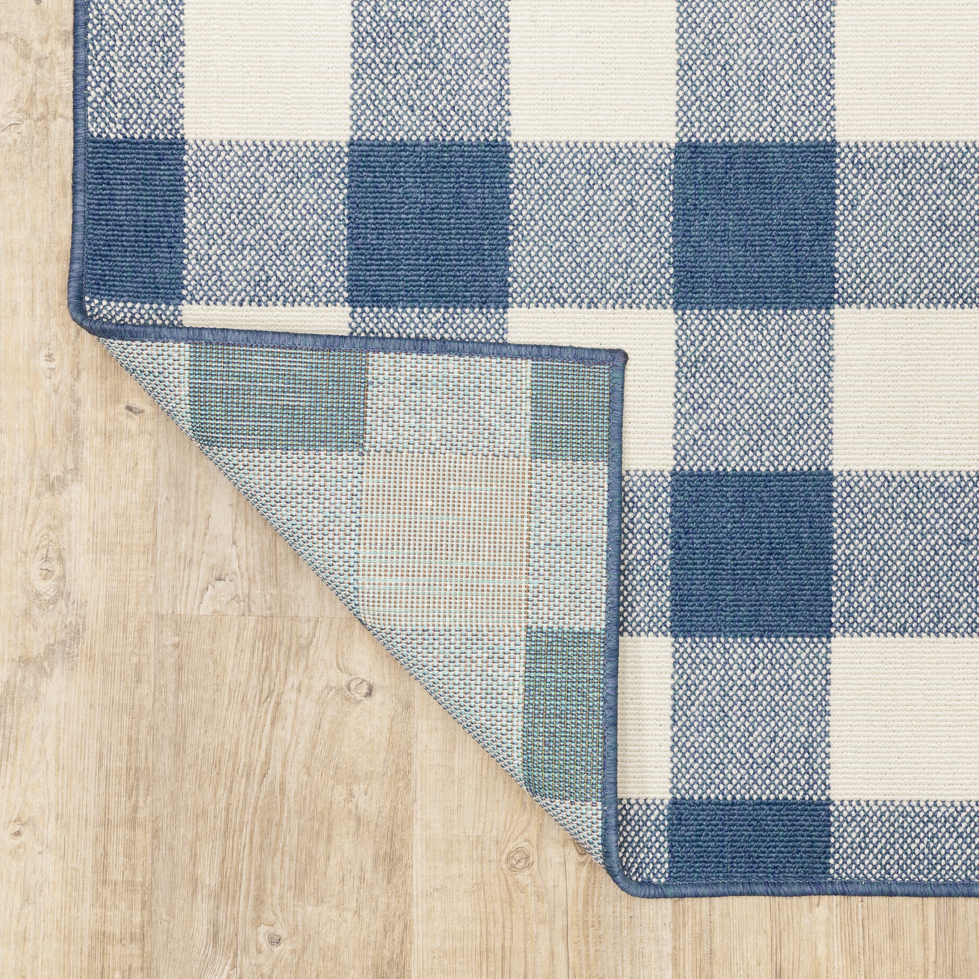 Meridian Outdoor Blue/ Ivory Geometric Loop Pile Rug