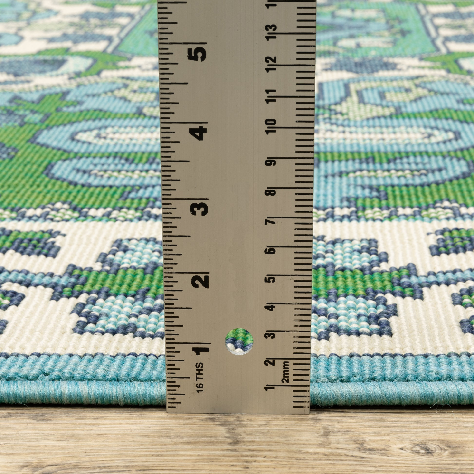 Meridian Medallion Blue/ Green Oriental Loop Pile Rug