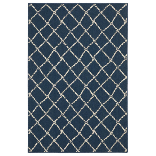 Meridian 4295B Blue Lattice Rug