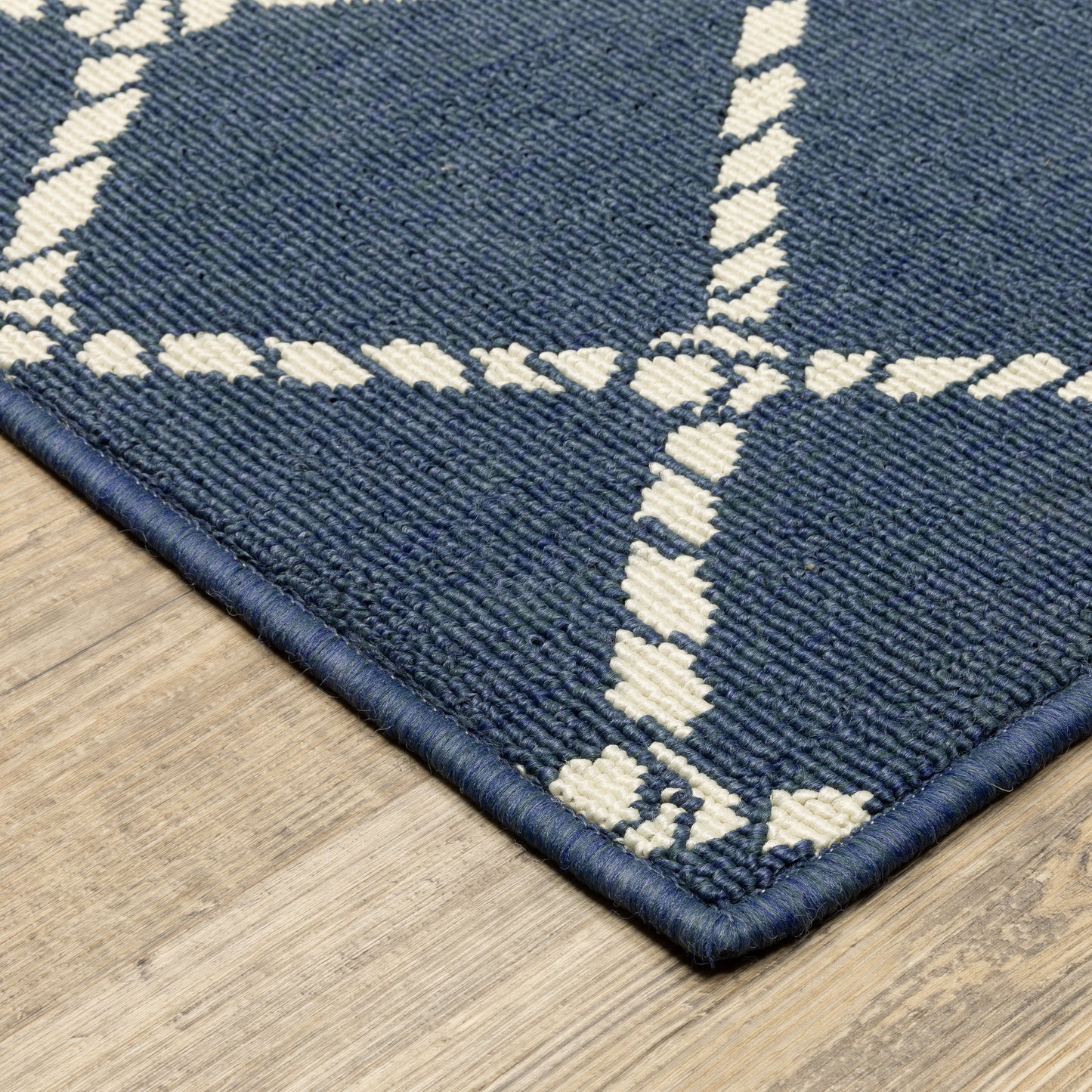 Meridian Lattice Blue/ Ivory Novelty Loop Pile Rug