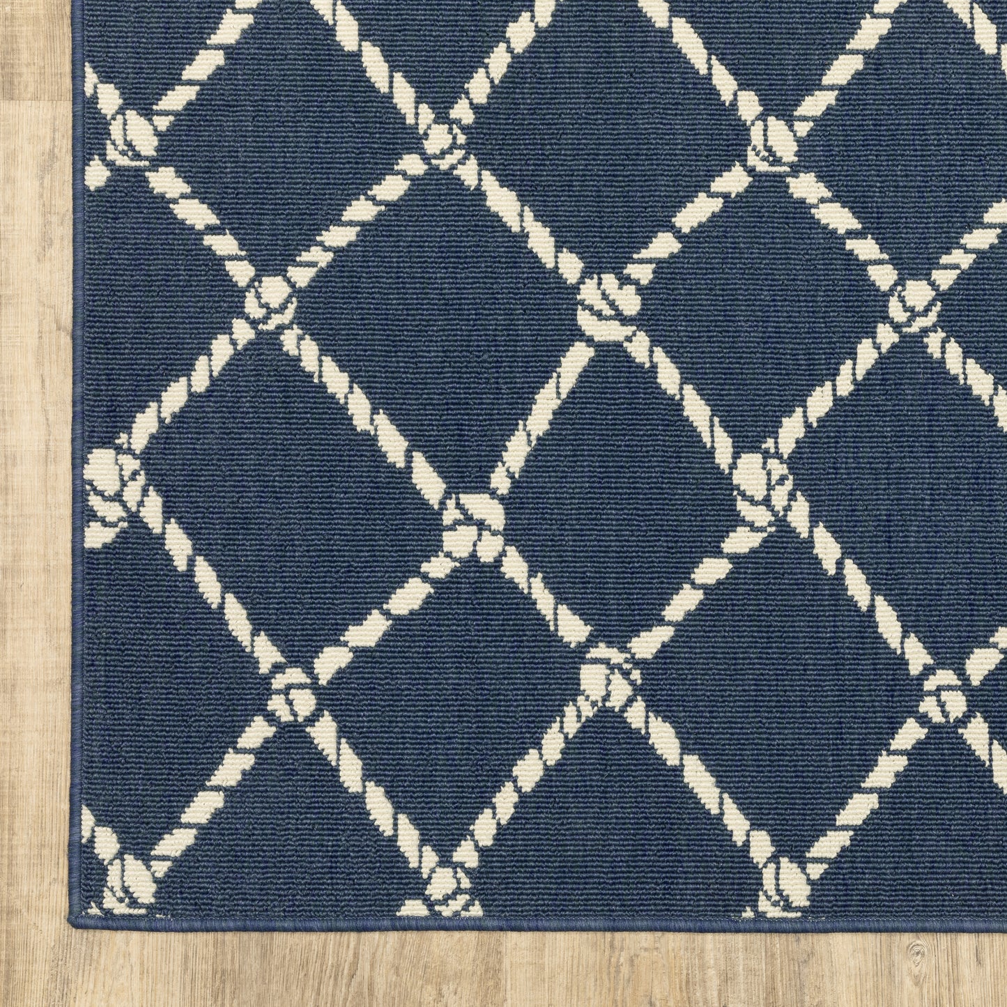 Meridian Lattice Blue/ Ivory Novelty Loop Pile Rug