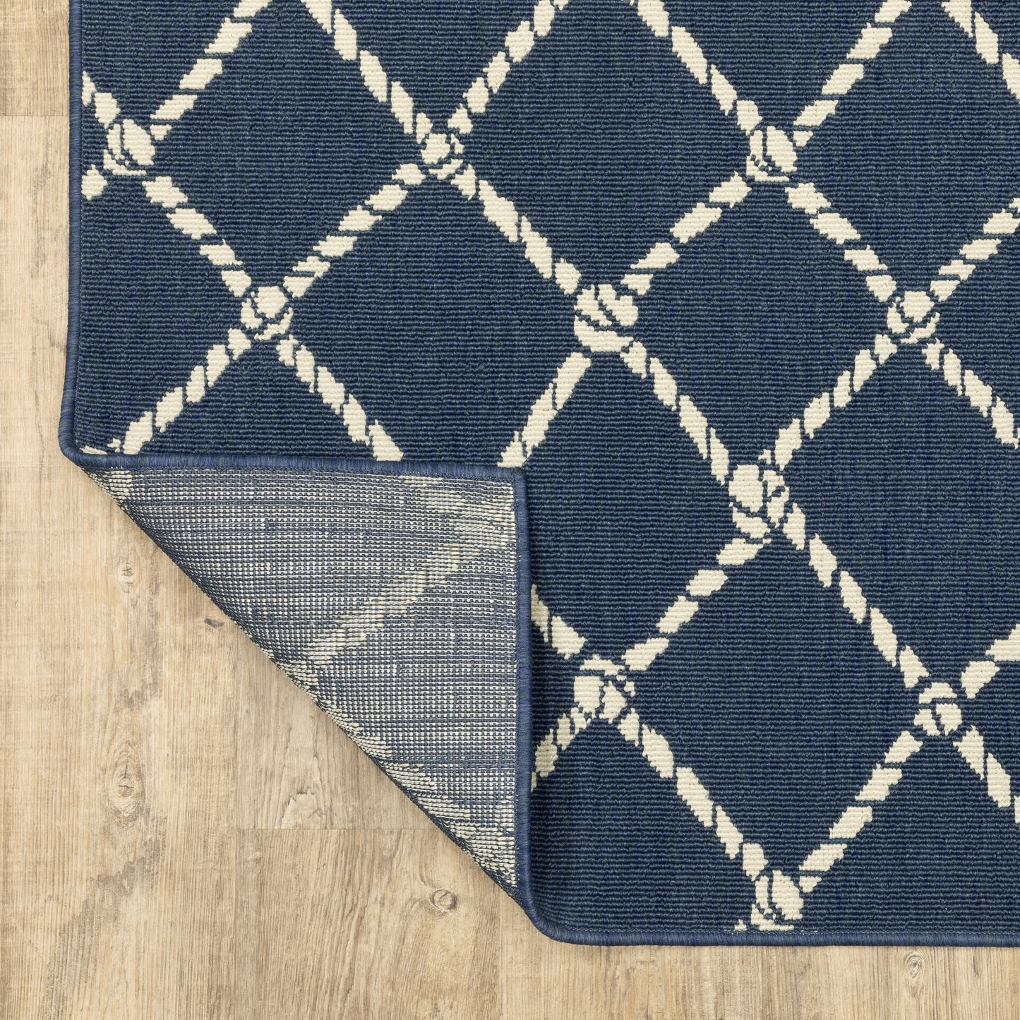 Meridian Lattice Blue/ Ivory Novelty Loop Pile Rug