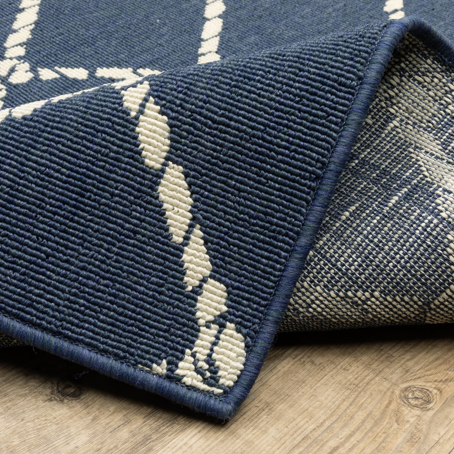 Meridian Lattice Blue/ Ivory Novelty Loop Pile Rug