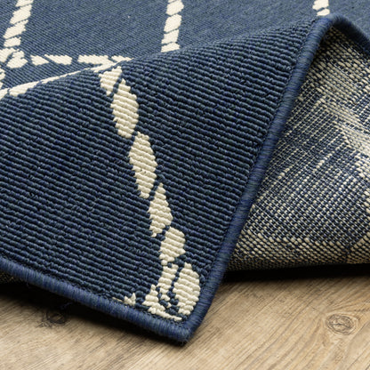 Meridian Lattice Blue/ Ivory Novelty Loop Pile Rug