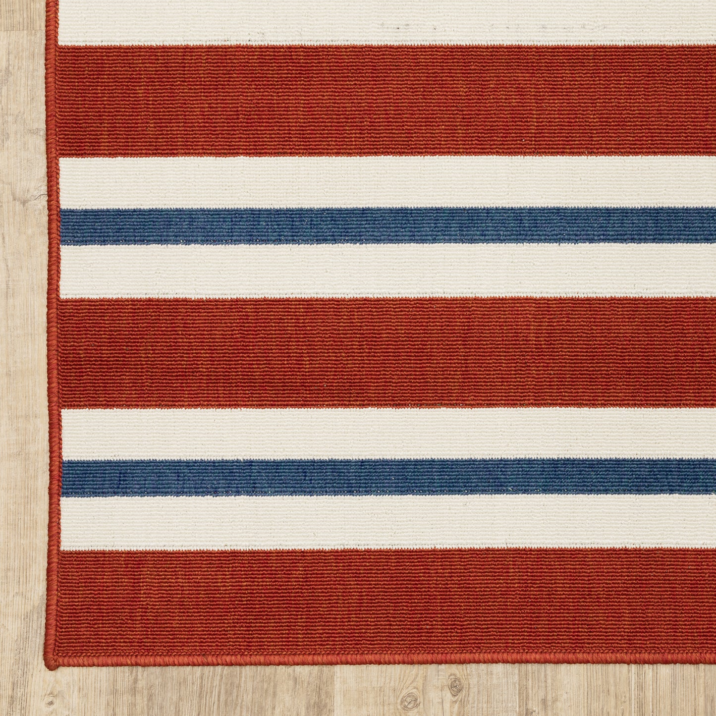 Meridian Outdoor Red/ Blue Stripe Loop Pile Rug