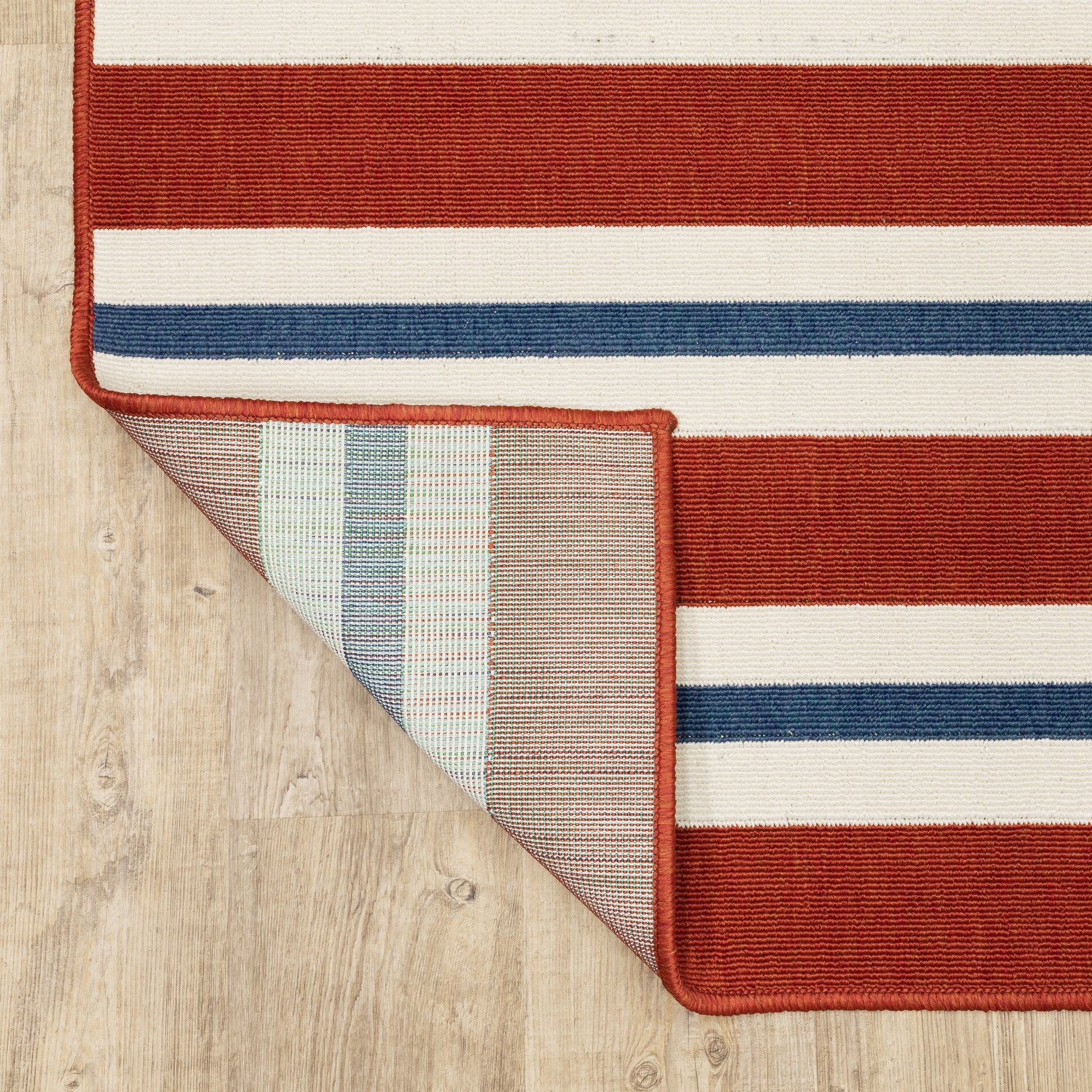 Meridian Outdoor Red/ Blue Stripe Loop Pile Rug