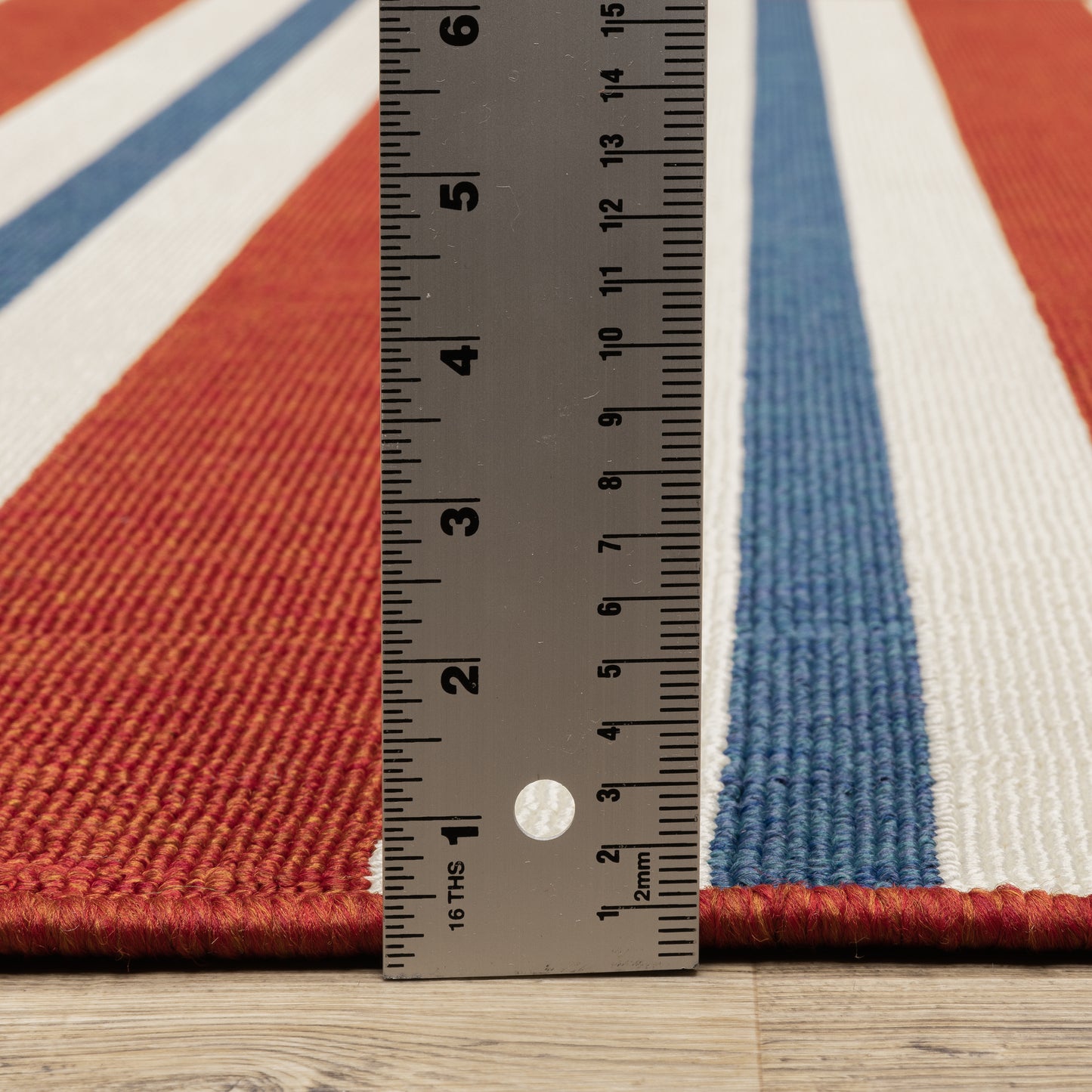 Meridian Outdoor Red/ Blue Stripe Loop Pile Rug
