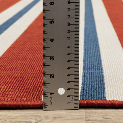 Meridian Outdoor Red/ Blue Stripe Loop Pile Rug