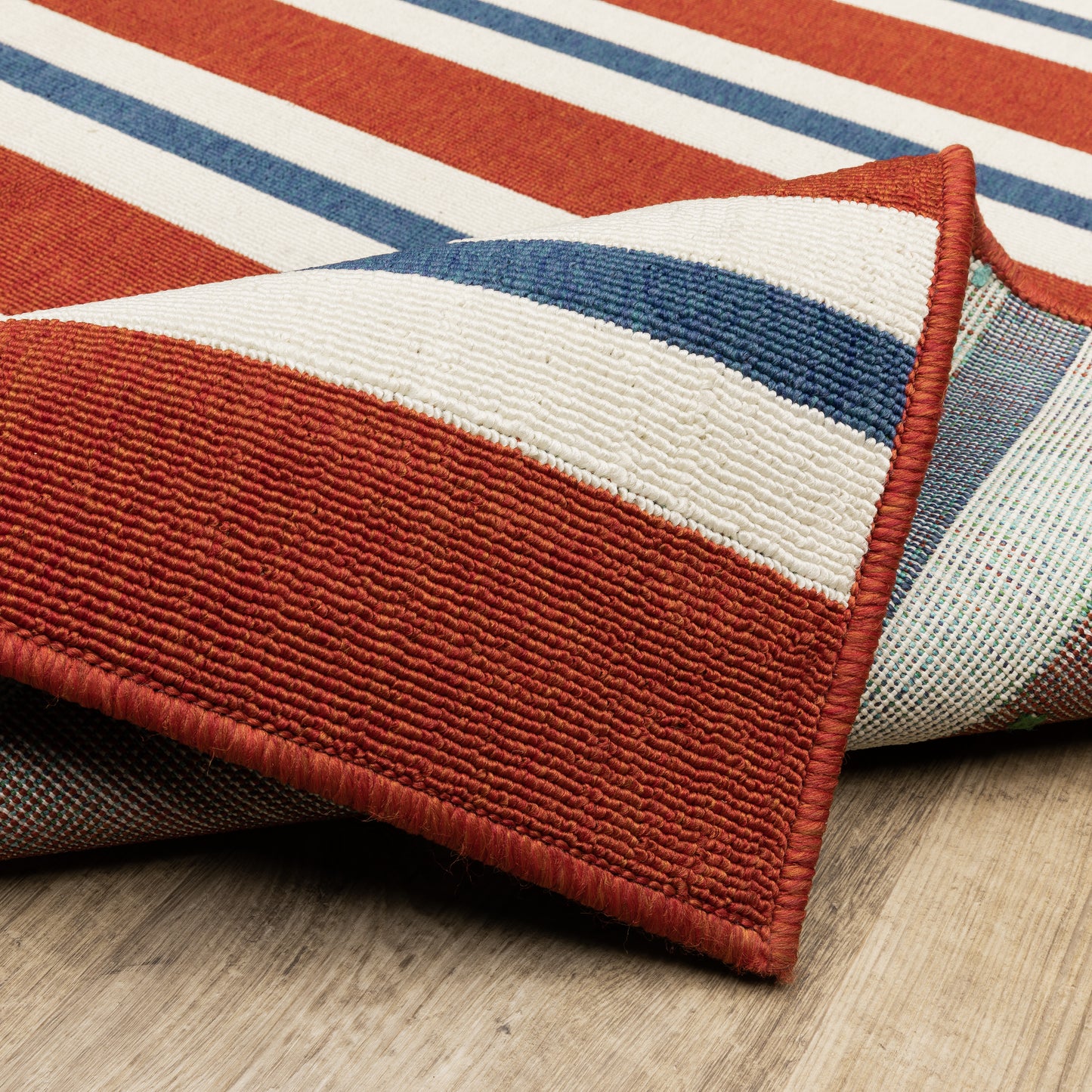 Meridian Outdoor Red/ Blue Stripe Loop Pile Rug