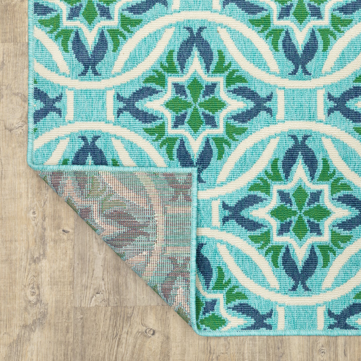 Meridian Outdoor Blue/ Green Floral Loop Pile Rug