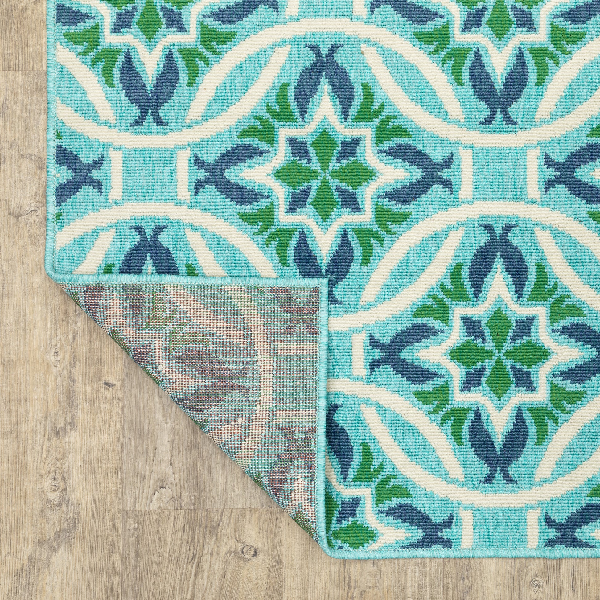 Meridian Outdoor Blue/ Green Floral Loop Pile Rug