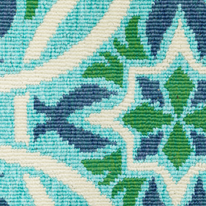 Meridian Outdoor Blue/ Green Floral Loop Pile Rug